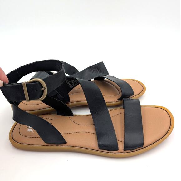 Børn Leah Ankle Strap Sandal Women's Leather Black/Brown Size US9M EU40 - Picture 2 of 8